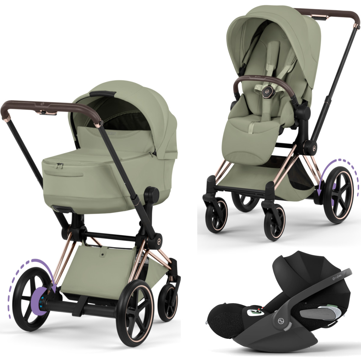 Cybex E-Priam 5 Style Kinderwagen Set 3 in 1 inkl. Cloud T i-Size Babyschale