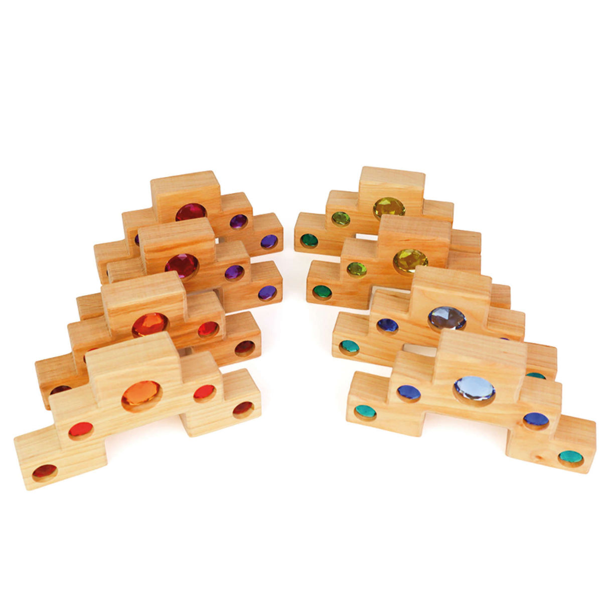 Bauspiel Farbtreppe mit Lichtbauquadern 16-teilig