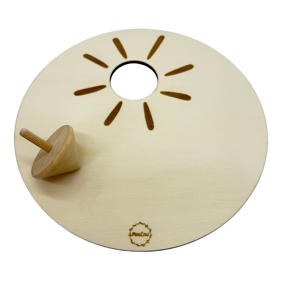 Momscrew Kreiselplatte Sonnenstrahlen + 1 Holzkreisel