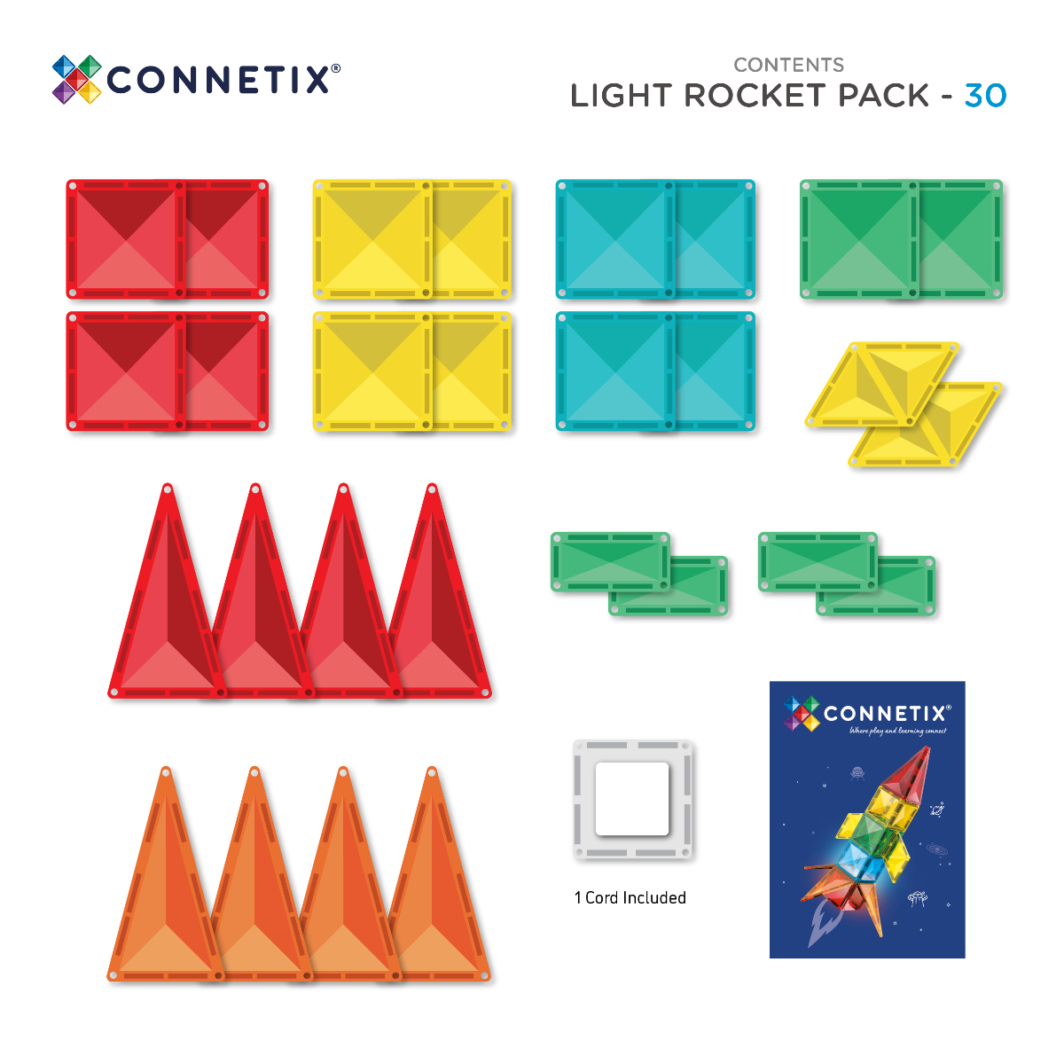 Connetix Magnetbausteine Light Rocket Pack - 30 Teile