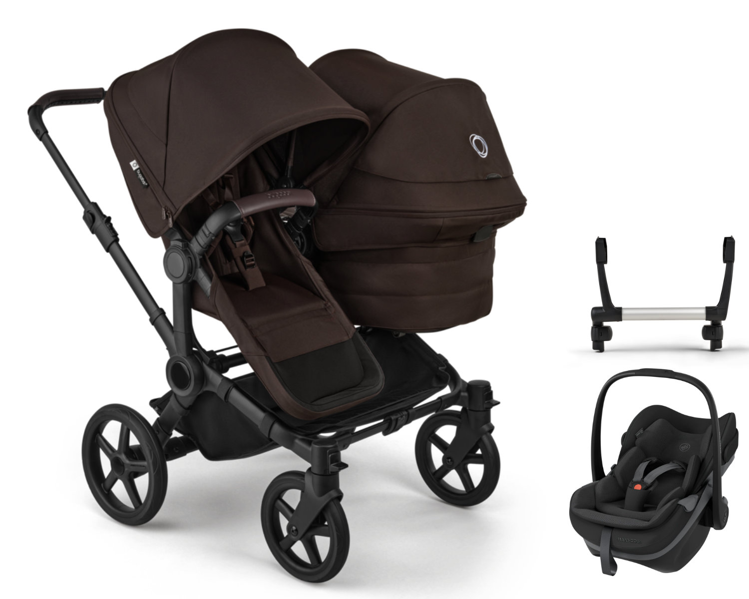 Bugaboo Geschwisterwagen in Braun - schräge Ansicht