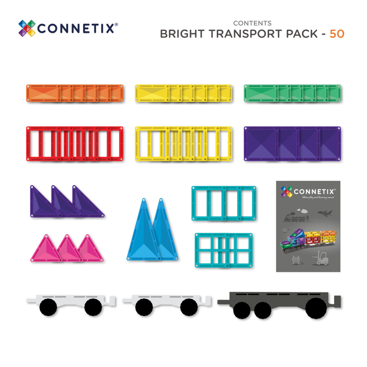 Connetix Magnetbausteine Bright Creative Transport Bundle – 154 Teile