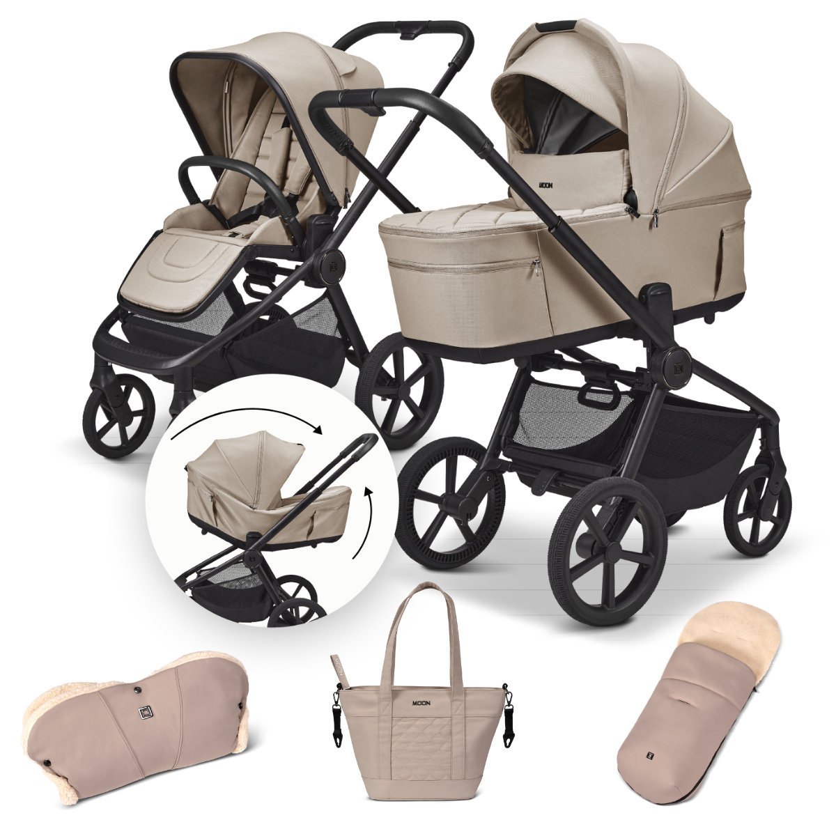 MOON Resea Fold Kinderwagen Essential Set inkl. Zubehör