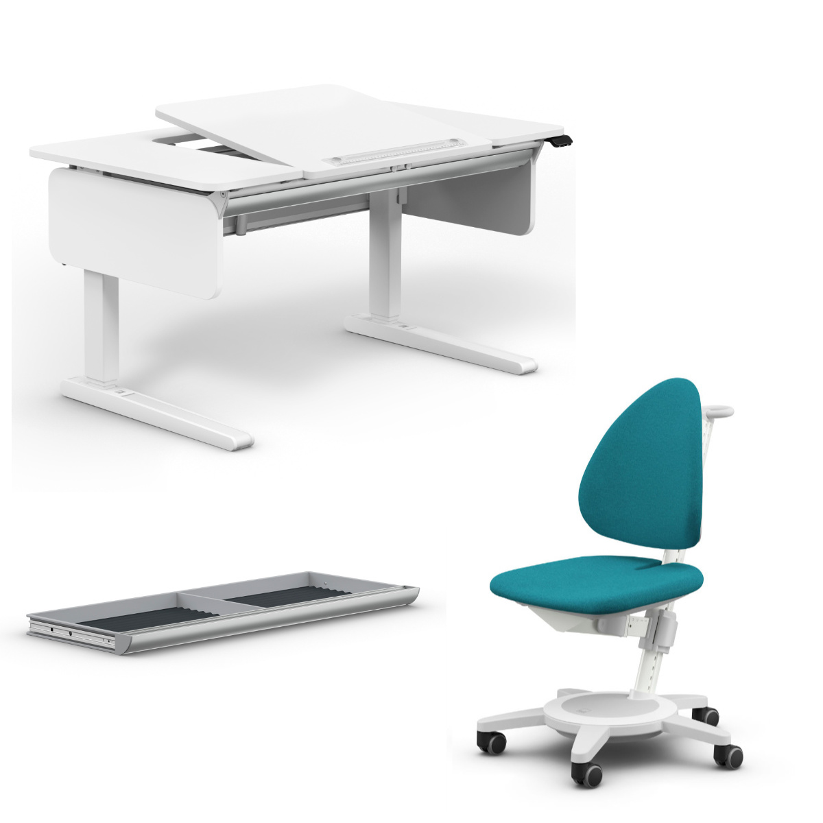 Moll e-Champion Center Up Schreibtisch + Maximo Drehstuhl + Riesenschublade