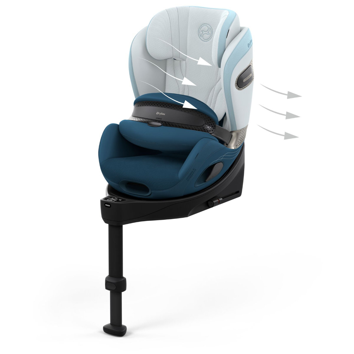 Cybex Anoris Si Airbag i-Size Kindersitz (15 Monate–7 Jahre) mit integrierter Basisstation