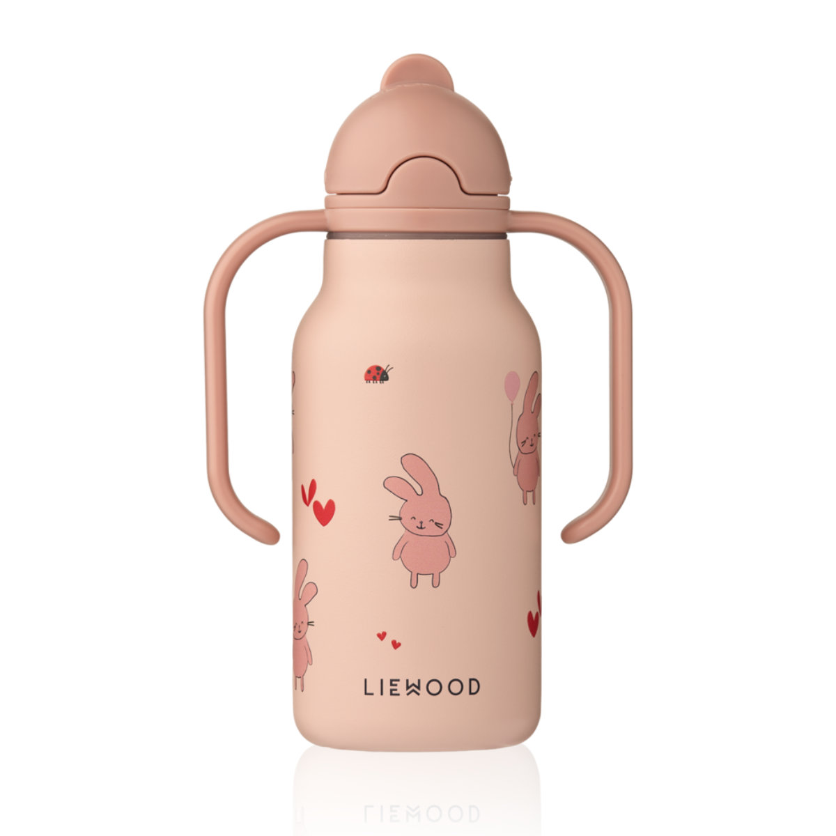 Liewood Trinkflasche in Rosa mit Hasenmotiv - Vorderansicht