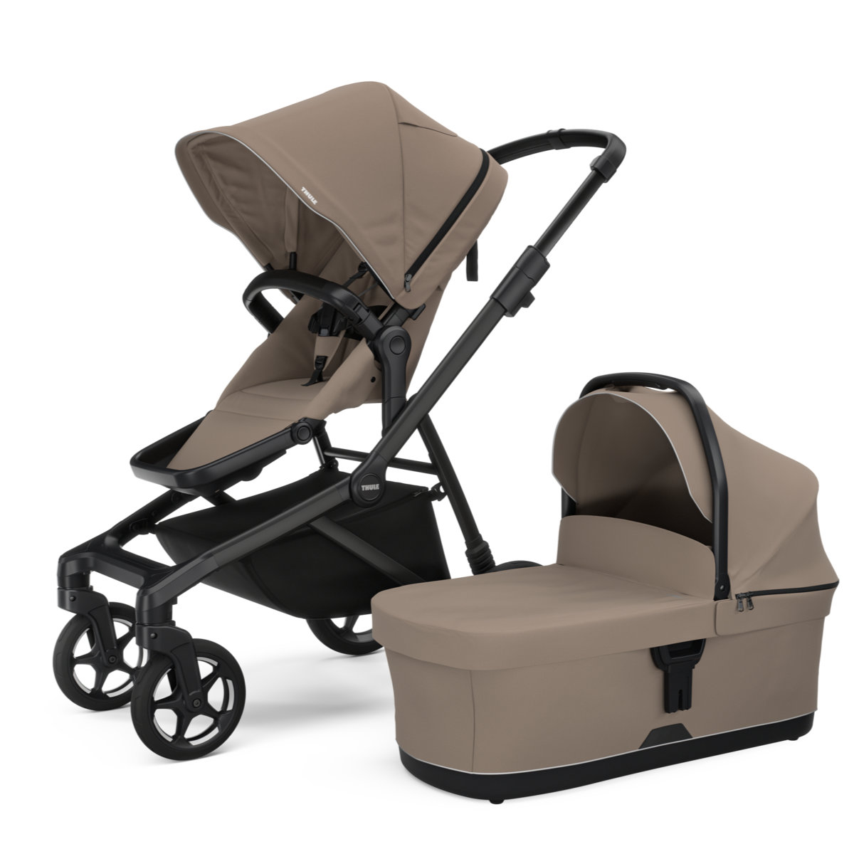 Thule Sleek2 Kinderwagen in Beige - schräge Ansicht