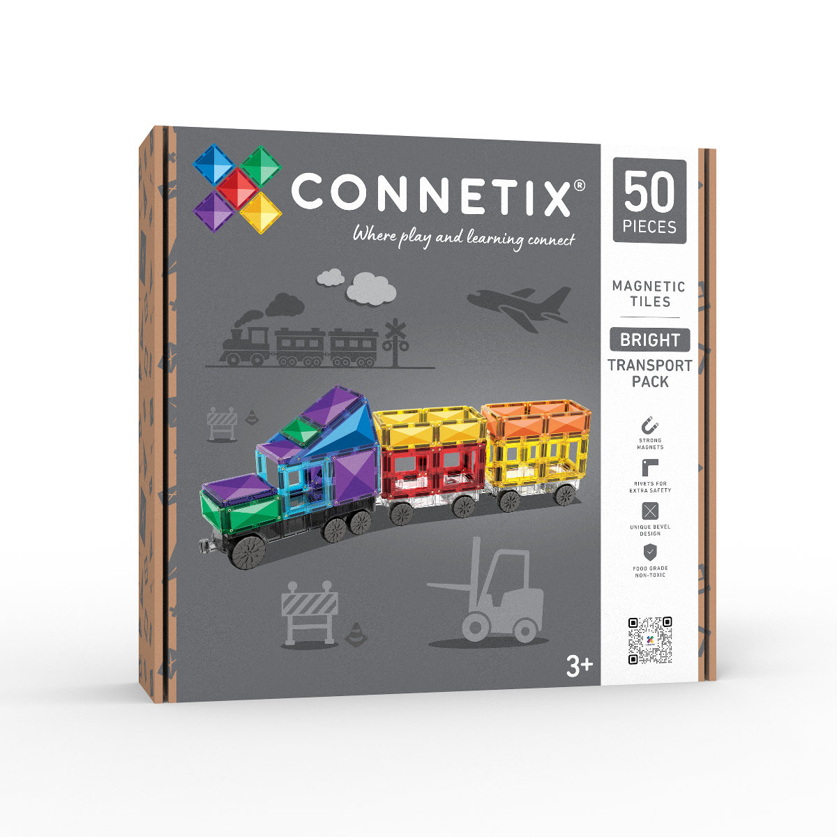 Connetix Magnetische Bausteine Bright Transport Pack – 50 Teile