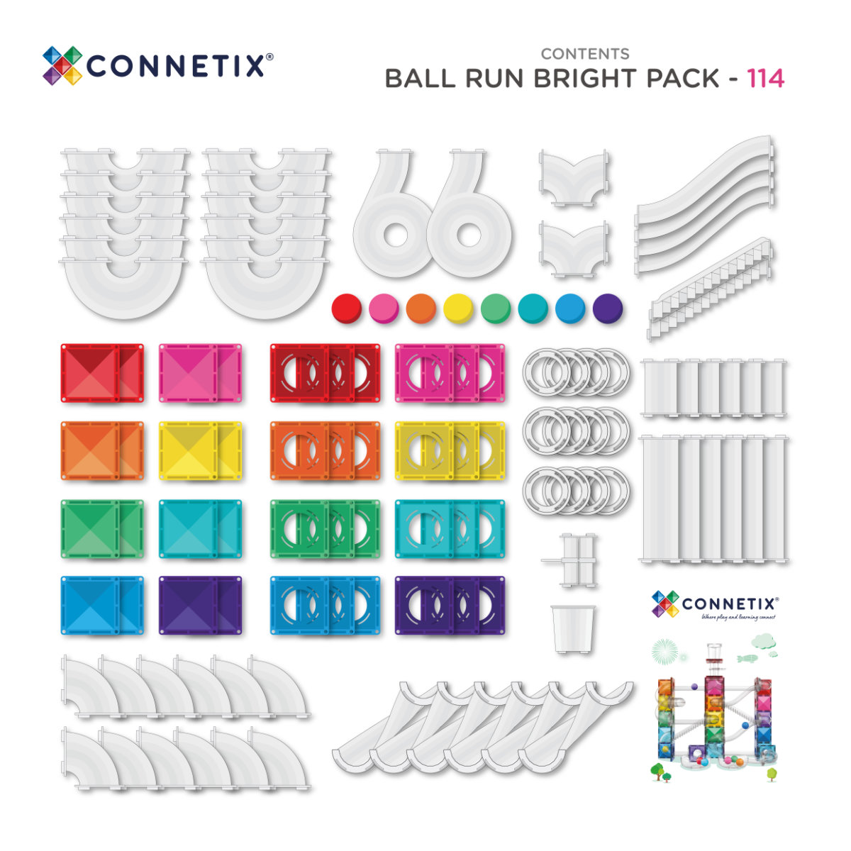 Connetix Magnetbausteine Bright Creative Ball Run Bundle – 218 Teile