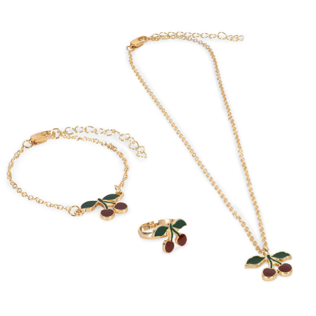 Konges Sløjd Cherry Schmuckset – Kette, Armband & Ring