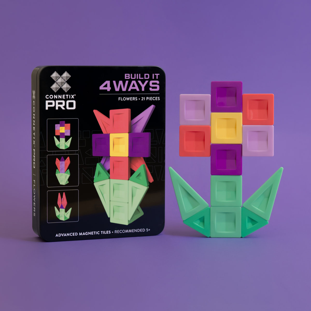 Connetix PRO Flowers Pack – Magnetbausteine – 21 Teile