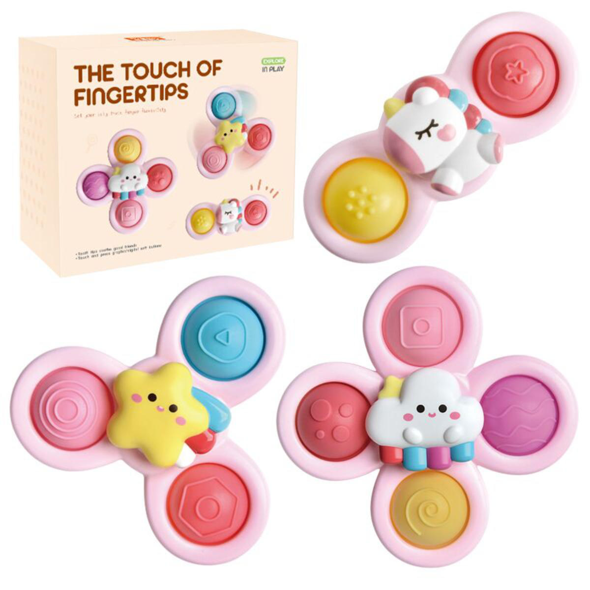 Fresh Kid Sensorik-Spinner mit Saugnapf – 3er-Set