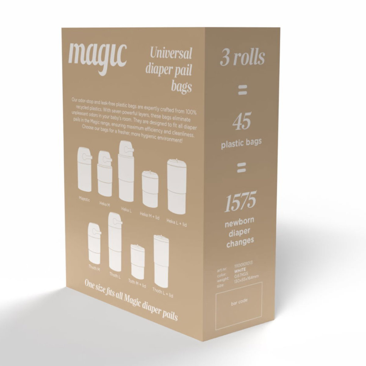 Magic Beutel 3er Pack in Beige - schräge Ansicht, Artikelnummer 11100101013