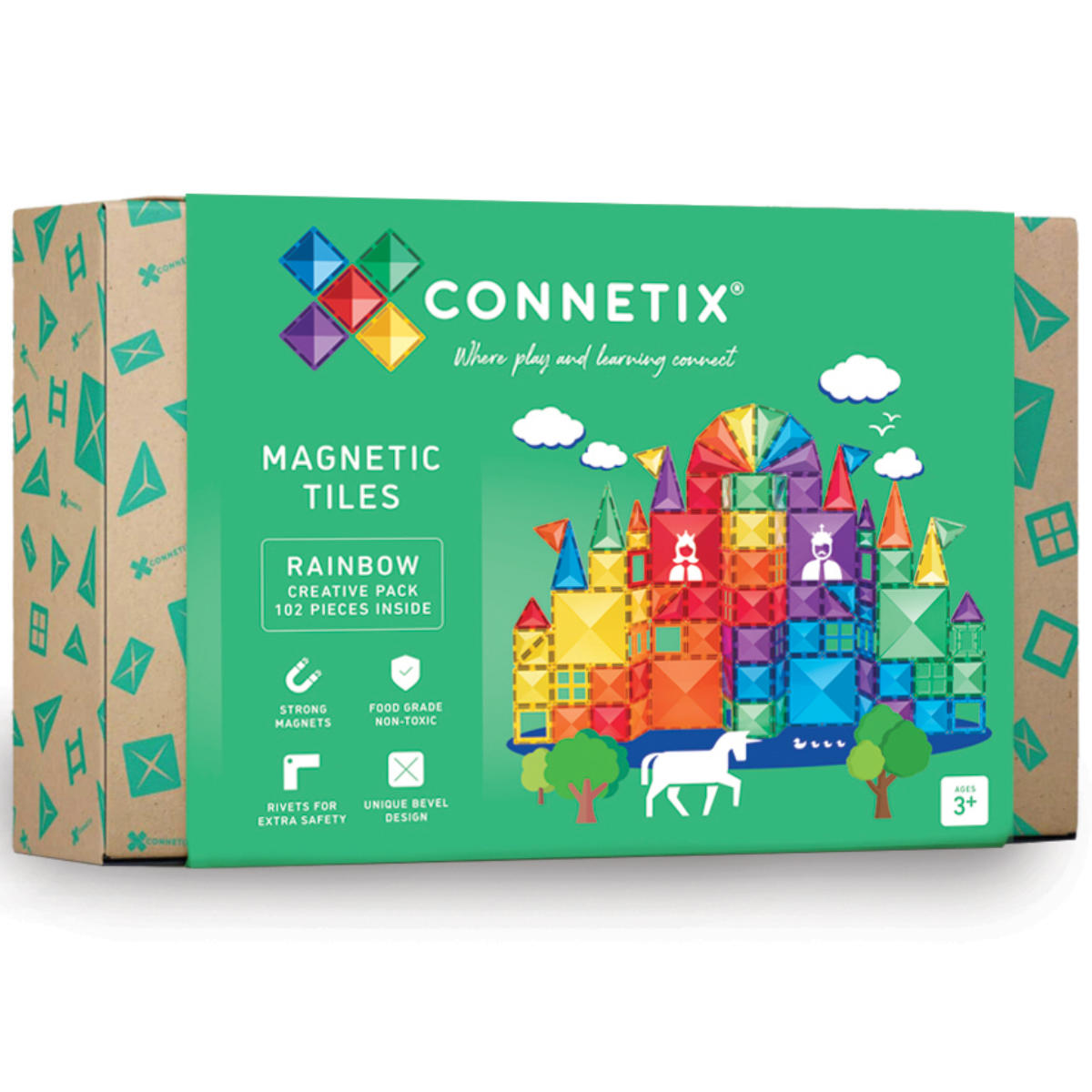 Connetix Magnetic Tiles Rainbow Creative Pack 102 Stück - Packaging Vorderansicht