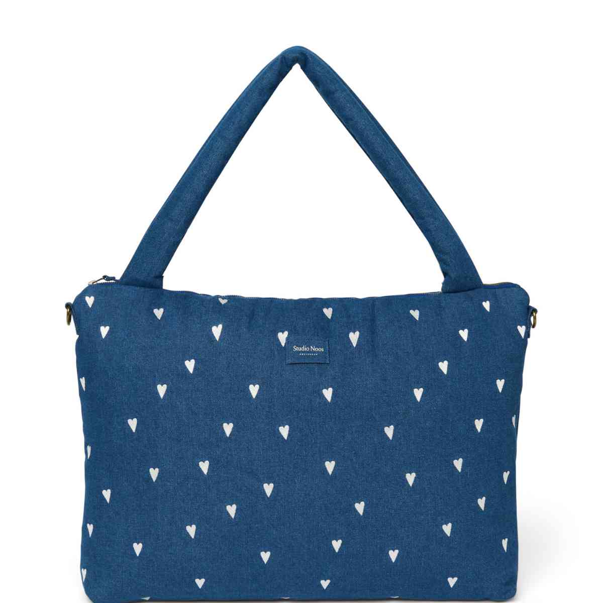 Studio Noos Tasche in Blau mit Herzen - Vorderansicht