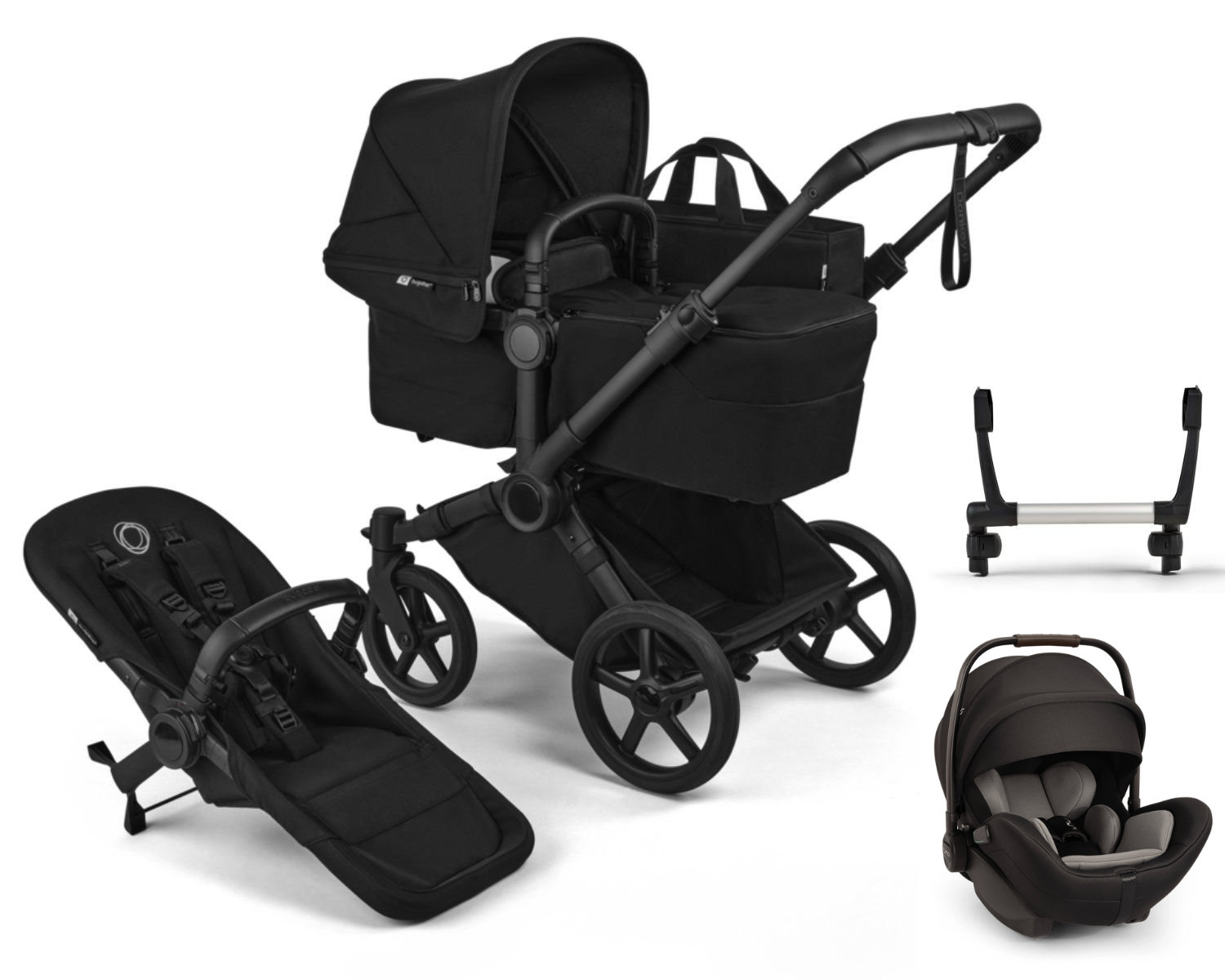 Bugaboo Donkey 6  Kinderwagen in Schwarz - schräge Ansicht