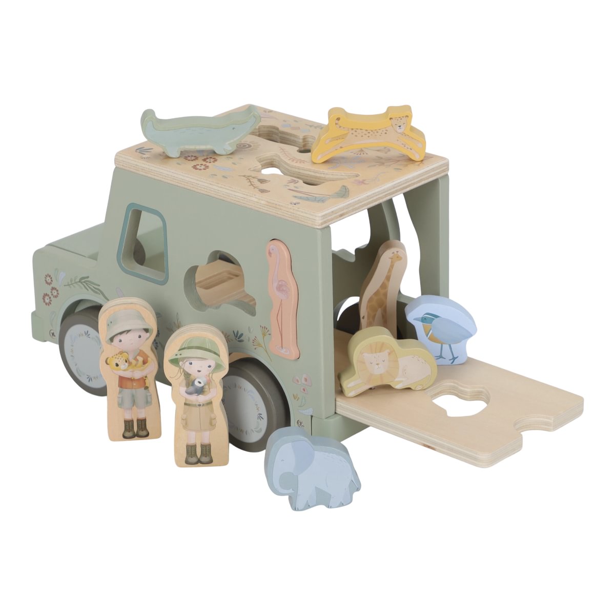 Little Dutch Formensortierer Auto aus Holz – Safari Friends FSC