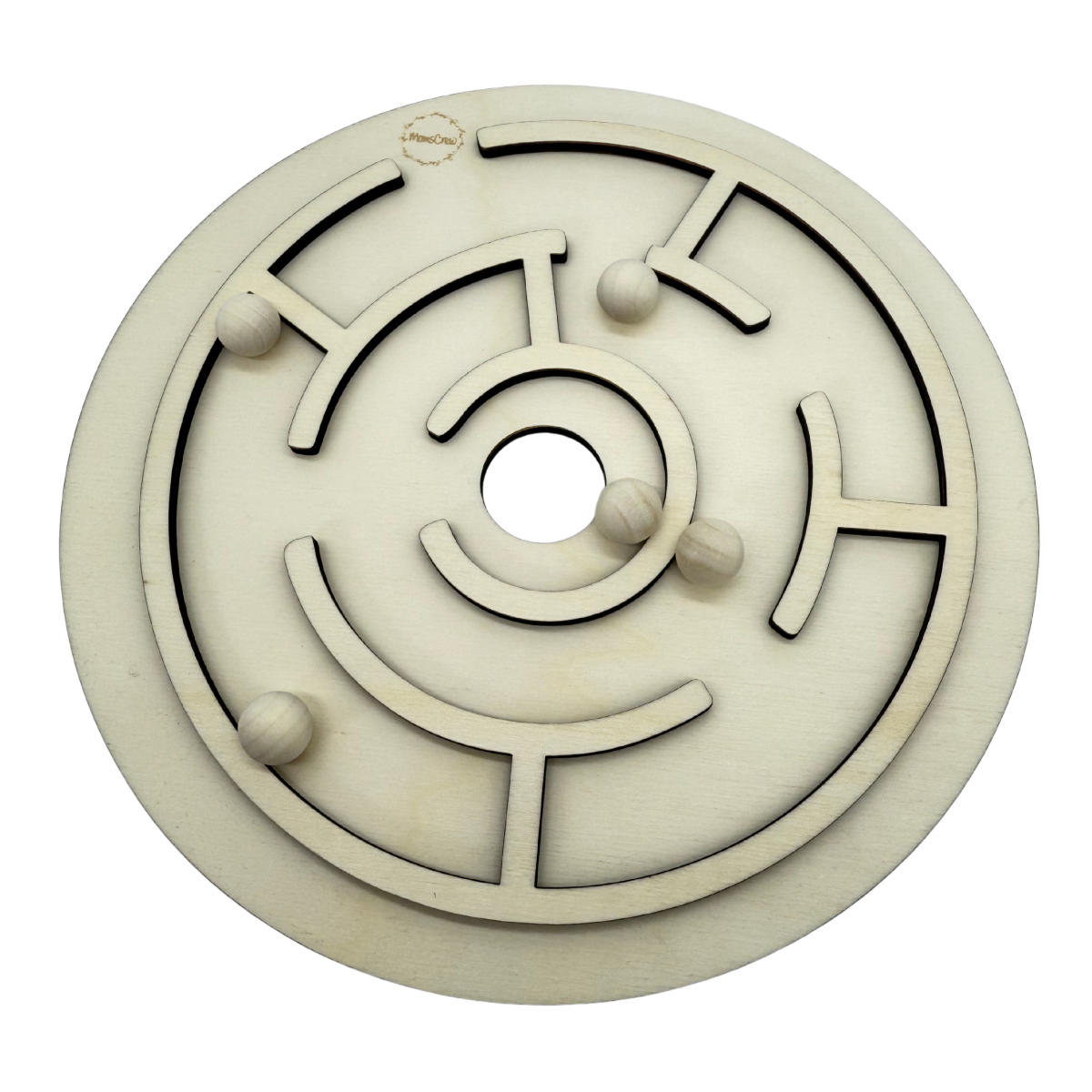 Momscrew Set Aktivitätsbrett 3D-Labyrinth + 5 Holzkugeln (14 mm)