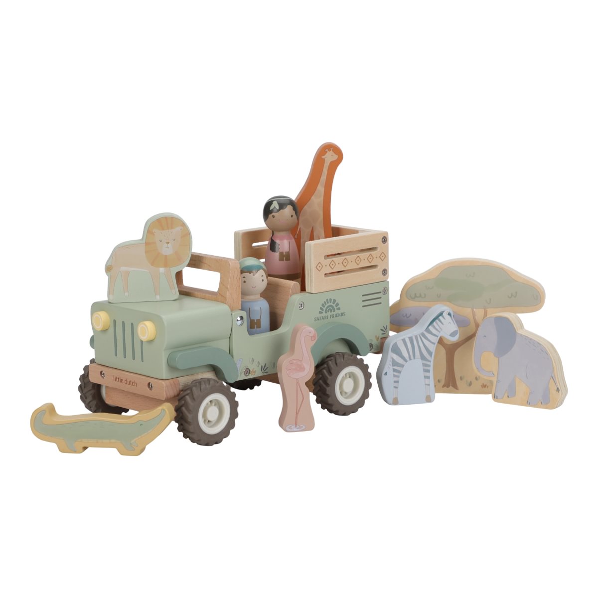 Little Dutch Jeep mit Figuren und Tieren aus FSC-Holz – Safari Friends