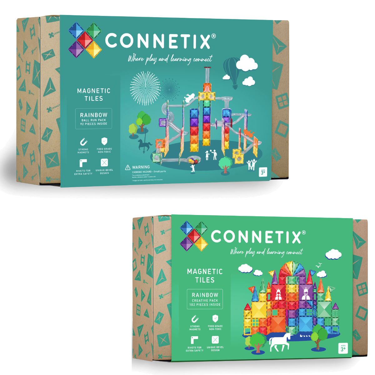 Connetix Magnetbausteine Rainbow Set – Kugelbahn & Creative Pack - 194 Teile