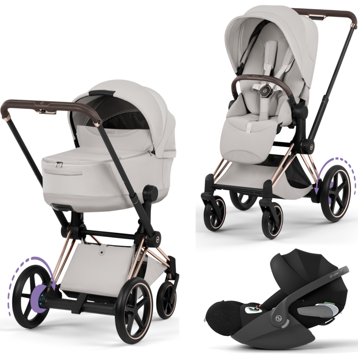 Cybex E-Priam 5 Style Kinderwagen Set 3 in 1 inkl. Cloud T i-Size Babyschale