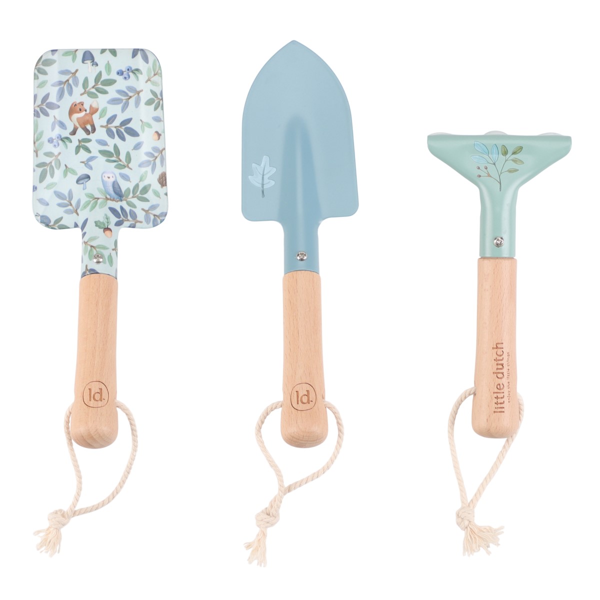 Little Dutch Gartengeräte-Set für Kinder – 2 Schaufeln & 1 Harke