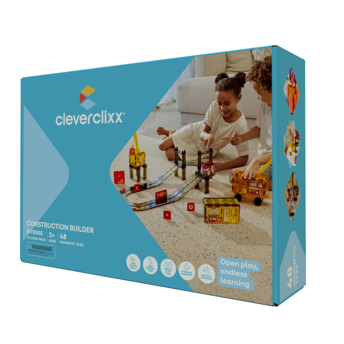 Cleverclixx Bau- und Konstruktionsset in Knallfarben - 48 Teile