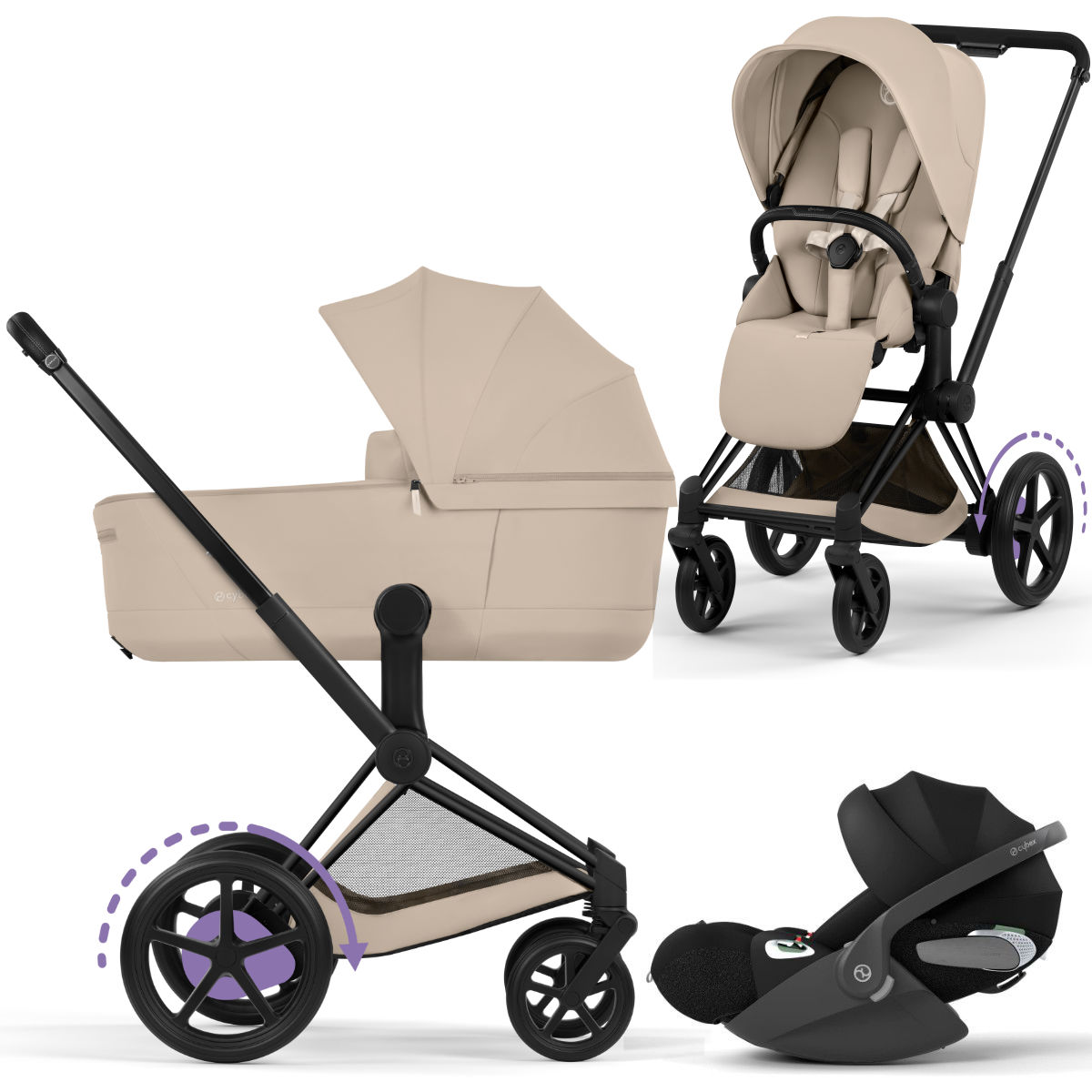 Cybex E-Priam 5 Comfort Kinderwagen Set 3 in 1 inkl. Cybex Cloud T i Size Babyschale