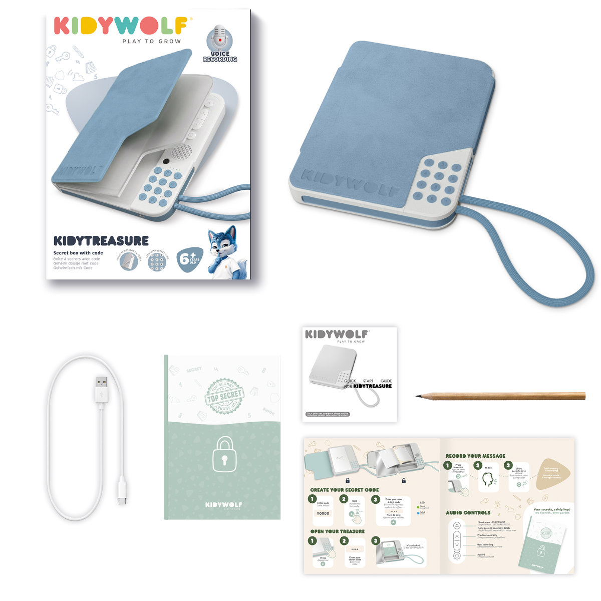 Kidywolf KIDYTREASURE Tagebuch mit digitalem Zahlenschloss