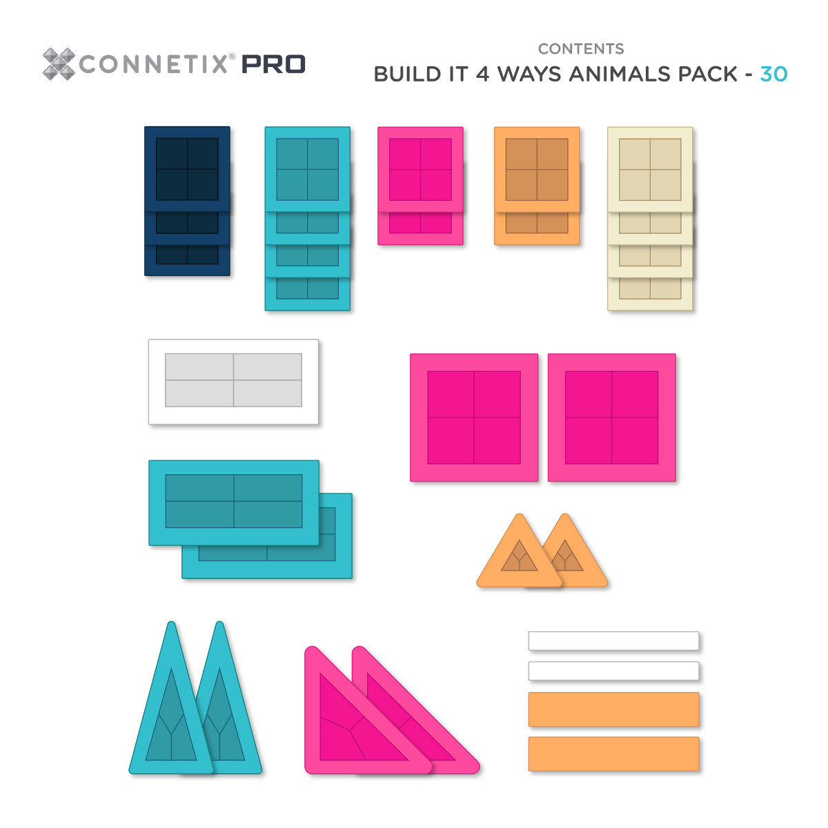 Connetix PRO Animals Pack – Magnetbausteine – 30 Teile