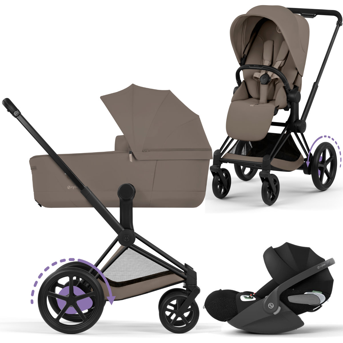 Cybex E-Priam 5 Comfort Kinderwagen Set 3 in 1 inkl. Cybex Cloud T i Size Babyschale