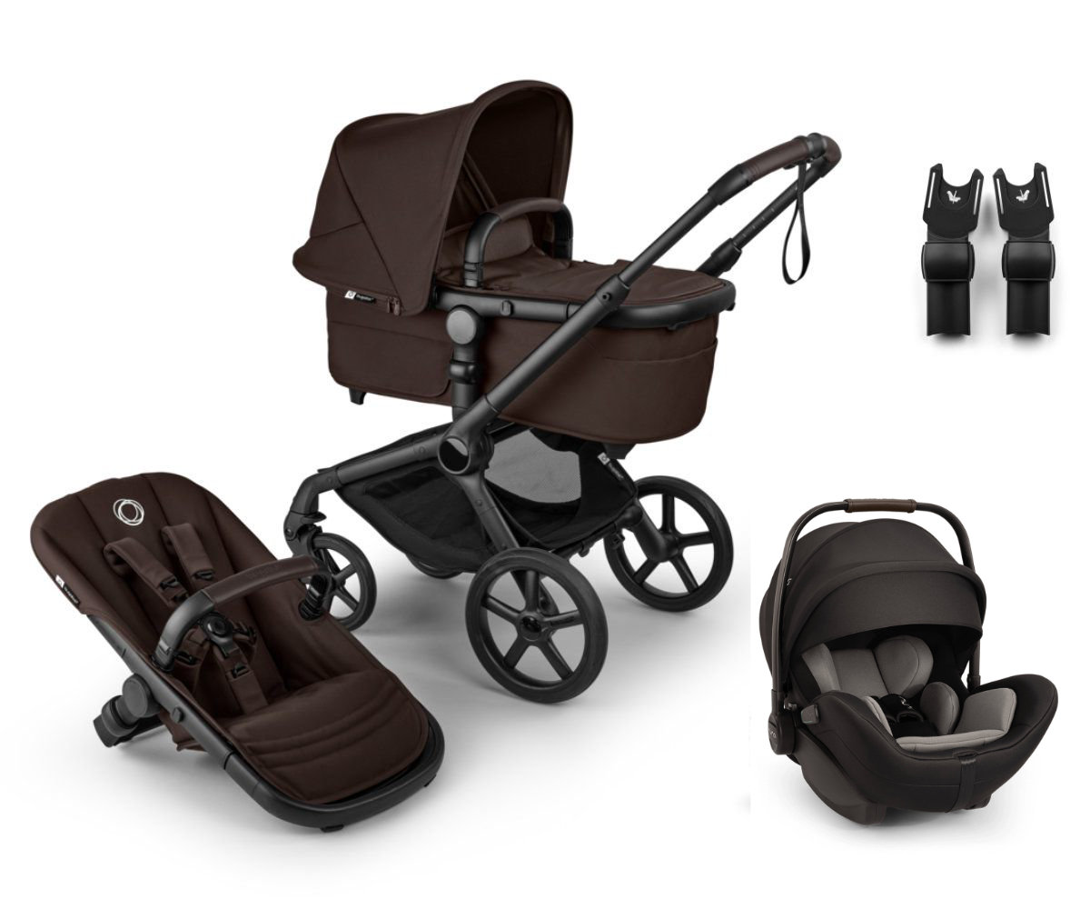 Bugaboo Kinderwagen Set in Braun - schräge Ansicht
