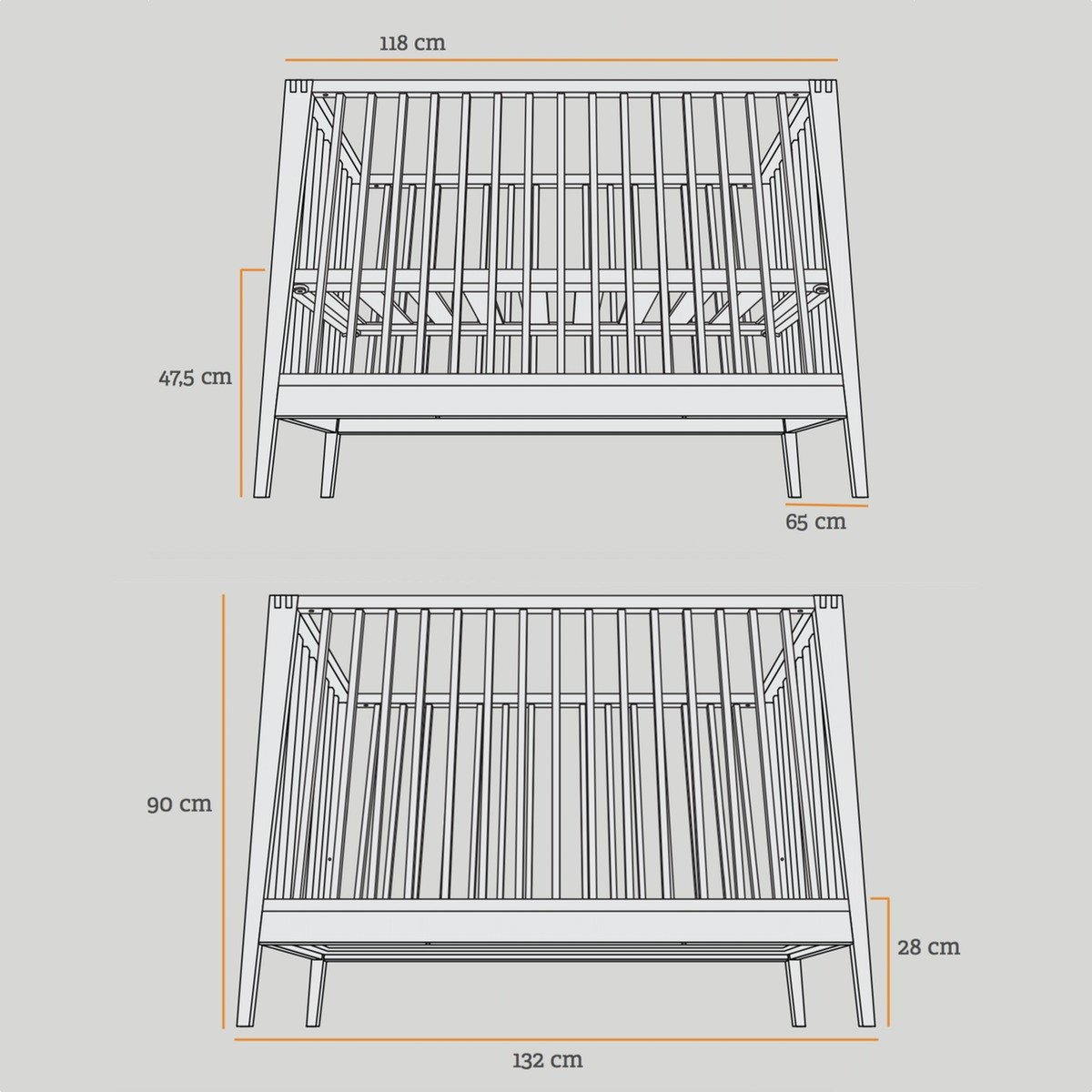 Leander Linea Babybett oh Matratze