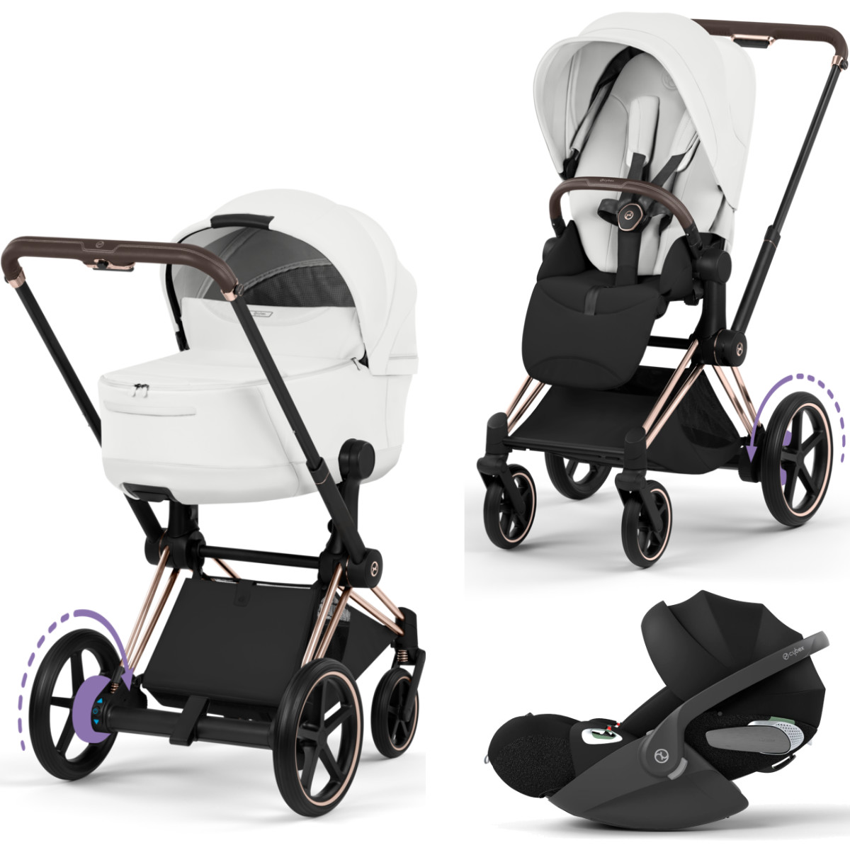 Cybex E-Priam 5 Style Kinderwagen Set 3 in 1 inkl. Cloud T i-Size Babyschale