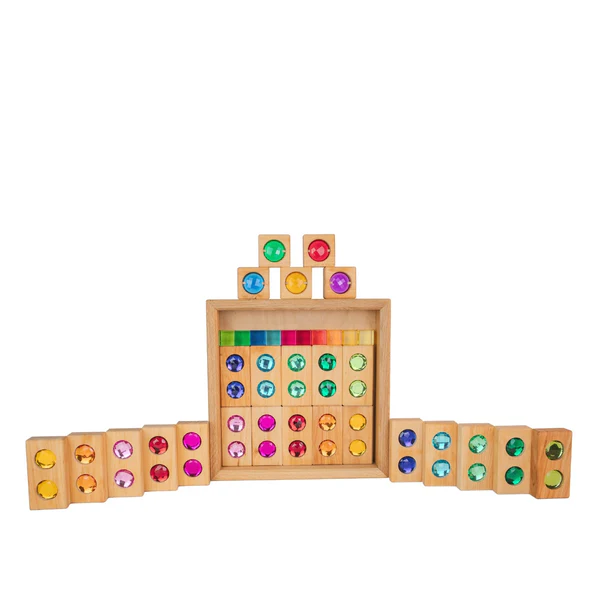 Bauspiel Kleine Farbenstraße mit Lichtbauwürfeln 45-teilig