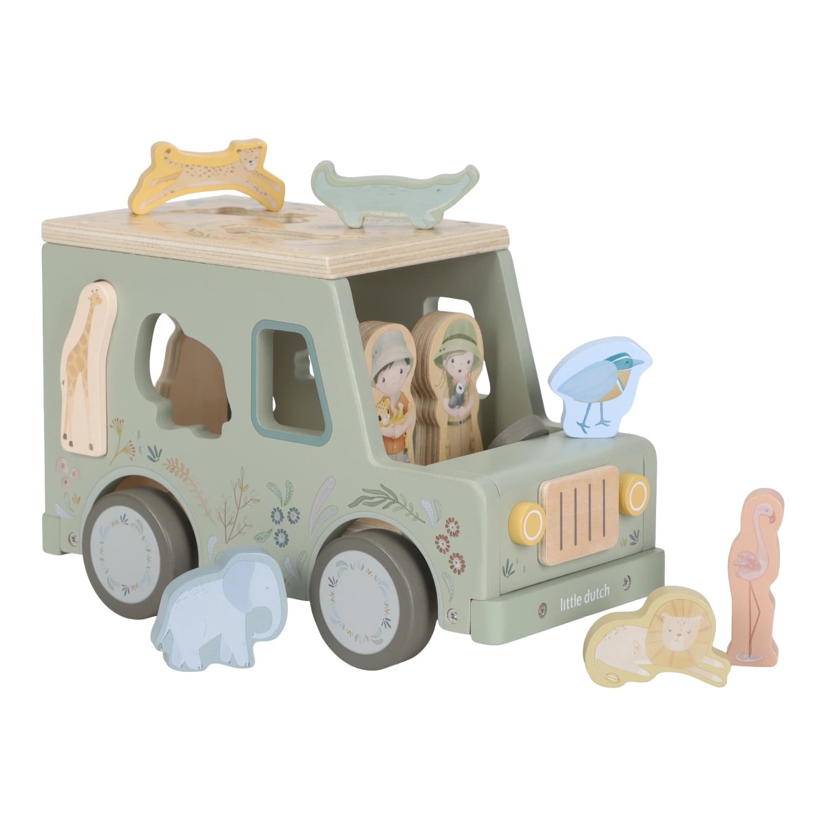 Little Dutch Formensortierer Auto aus Holz – Safari Friends FSC