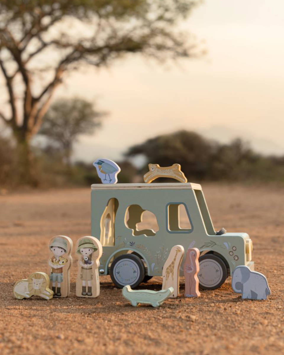 Little Dutch Formensortierer Auto aus Holz – Safari Friends FSC