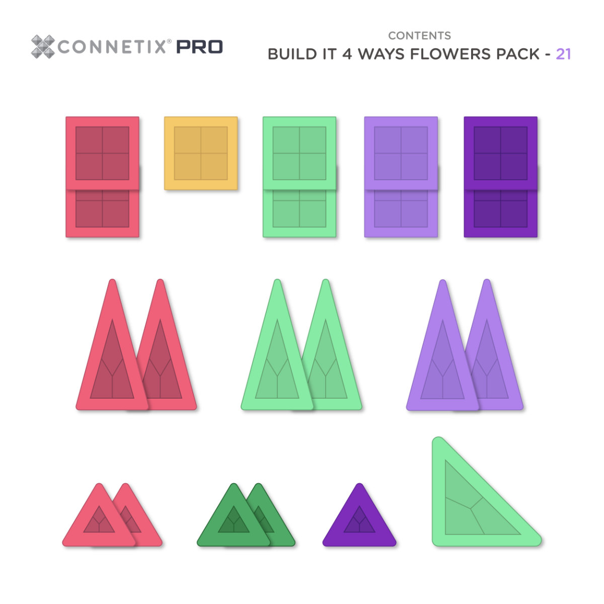 Connetix PRO Flowers Pack – Magnetbausteine – 21 Teile