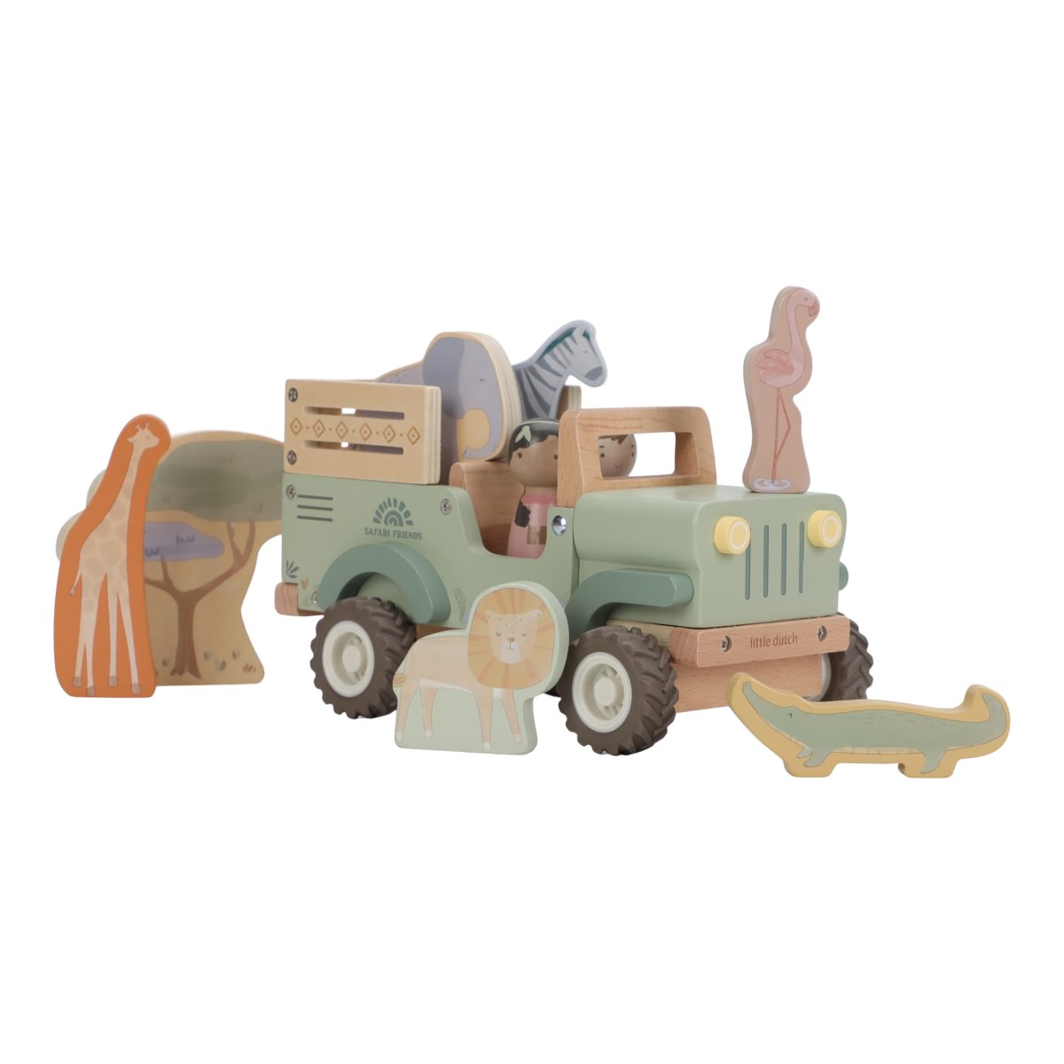 Little Dutch Jeep mit Figuren und Tieren aus FSC-Holz – Safari Friends