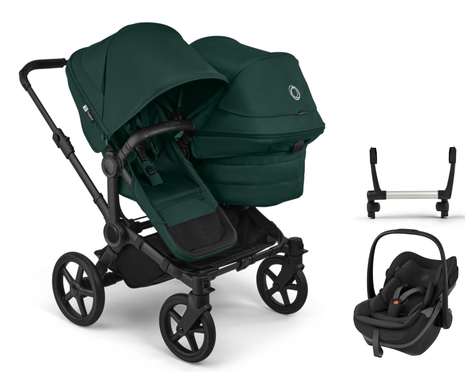 Bugaboo Donkey6 Zwillingskinderwagen in Grün - schräge Ansicht