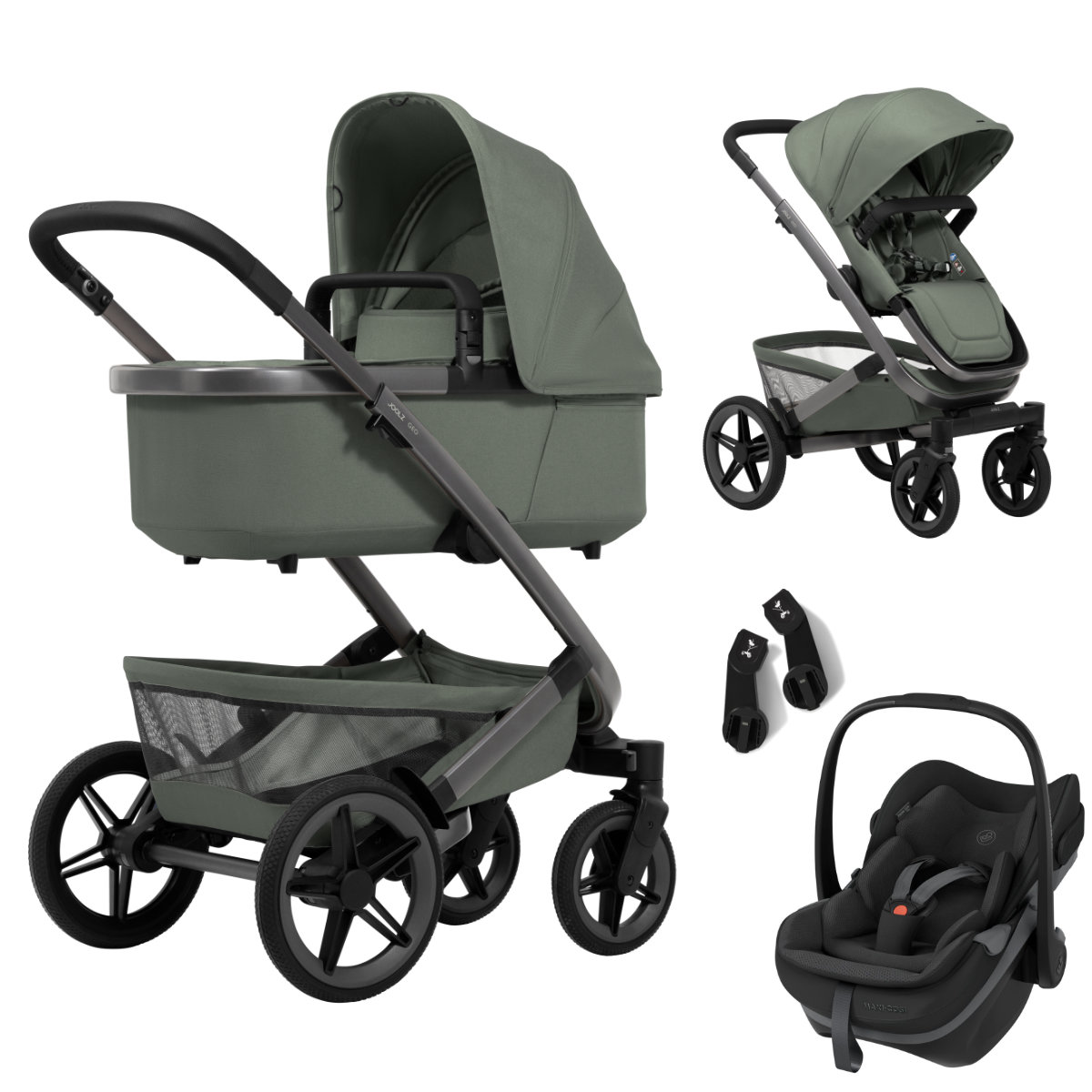 Joolz Geo 5 Kinderwagen in Grün - schräge Ansicht