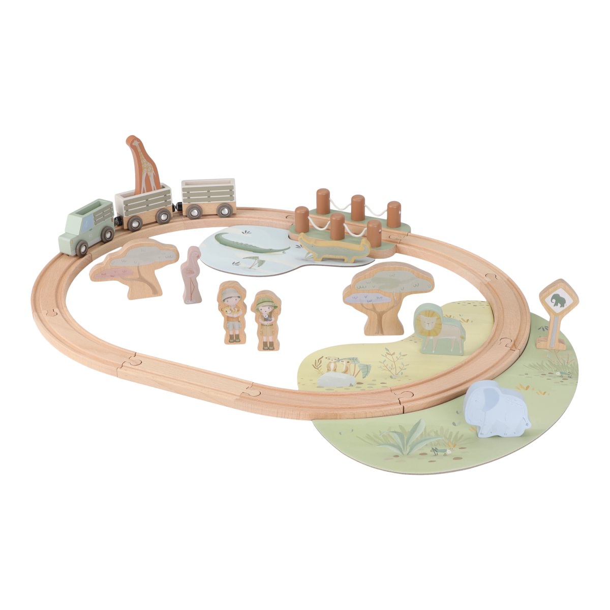 Little Dutch Eisenbahnschienen aus Holz - Safari Friends FSC