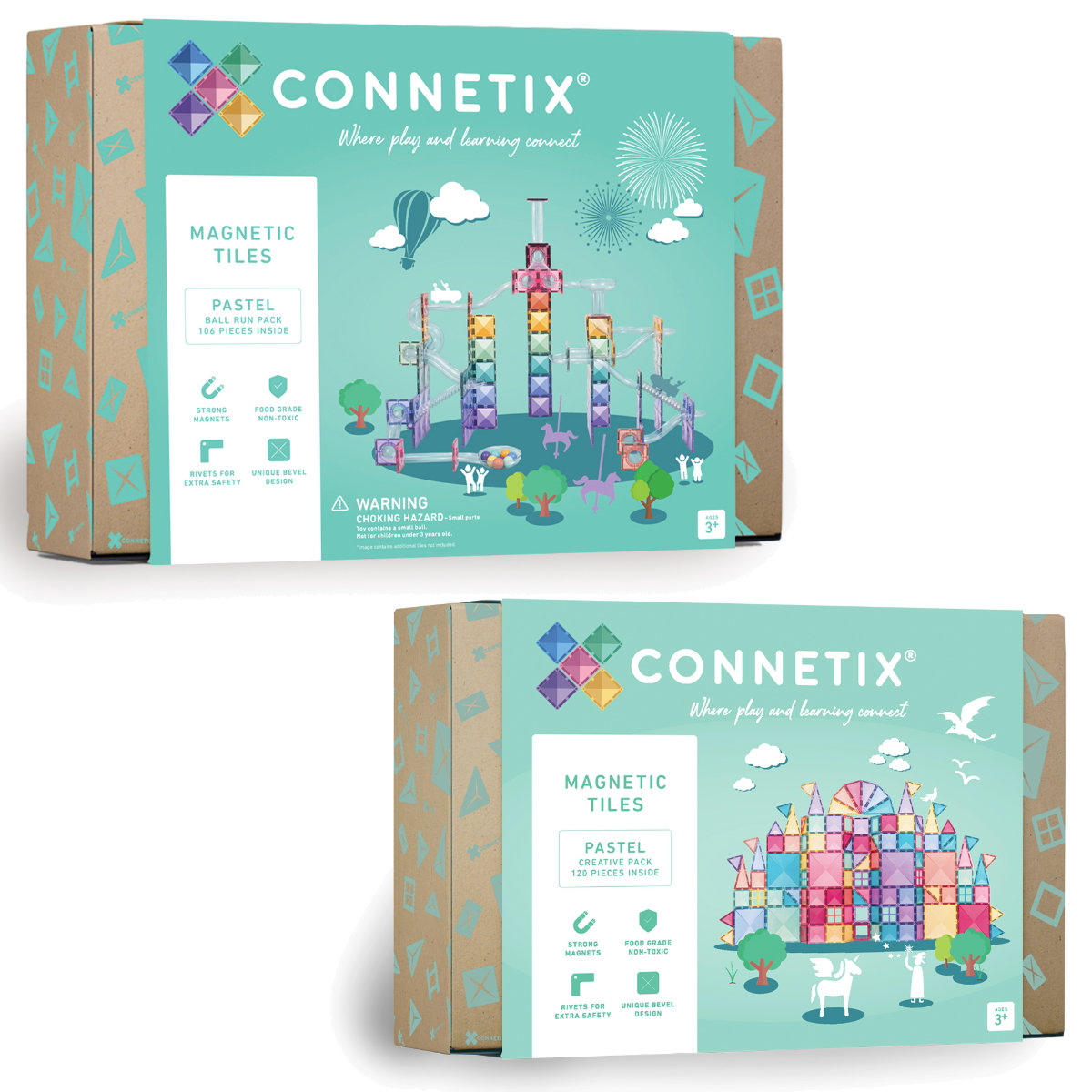 Connetix Magnetbausteine Pastel Set – Kugelbahn & Creative Pack – 226 Teile