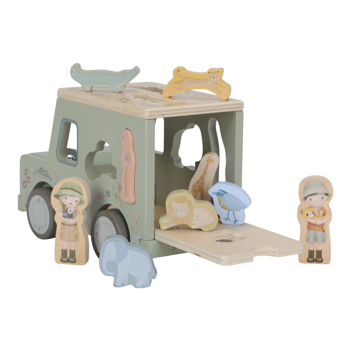 Little Dutch Formensortierer Auto aus Holz – Safari Friends FSC