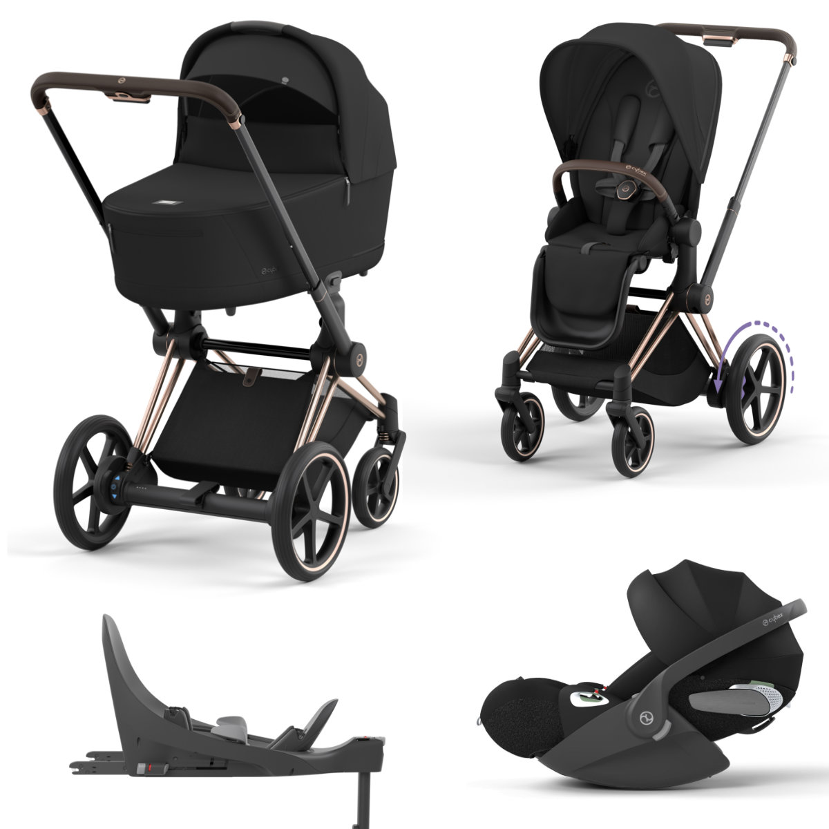 Cybex e-Priam Kinderwagen Set 4 in 1 inckl. Cloud T und Base T i-Size