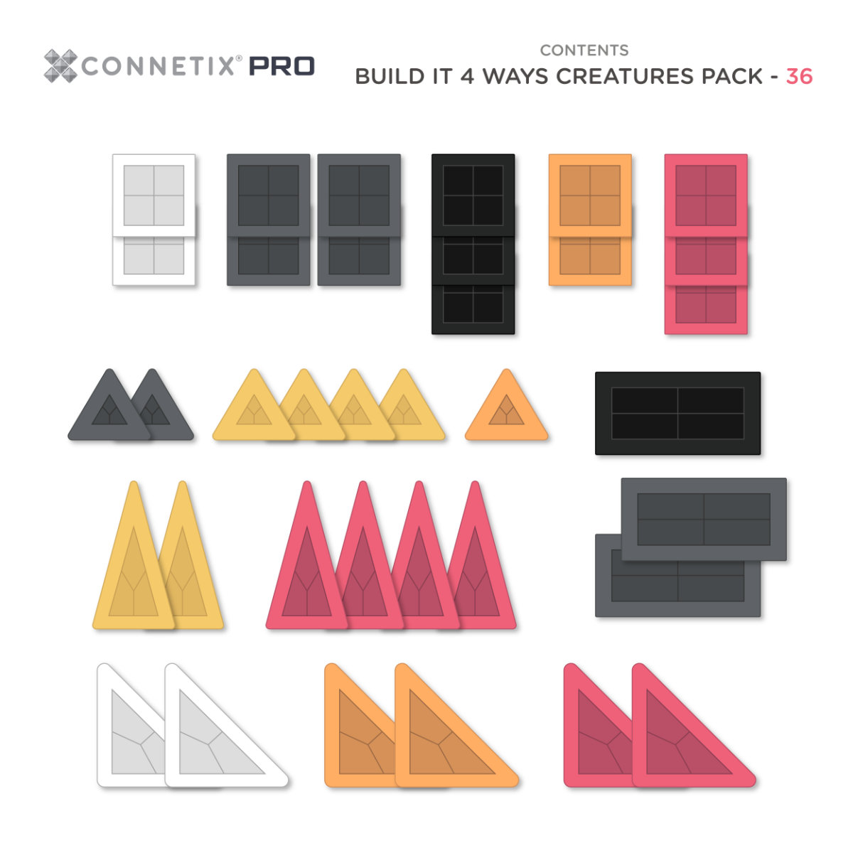 Connetix PRO Creatures Pack – Magnetbausteine – 36 Teile