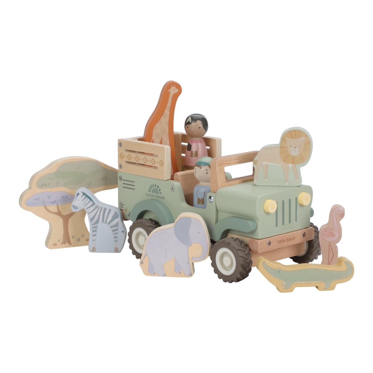 Little Dutch Jeep mit Figuren und Tieren aus FSC-Holz – Safari Friends