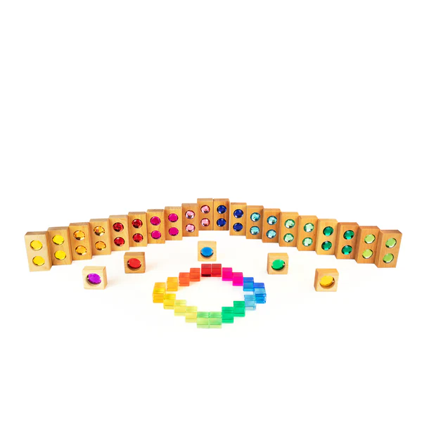 Bauspiel Kleine Farbenstraße mit Lichtbauwürfeln 45-teilig