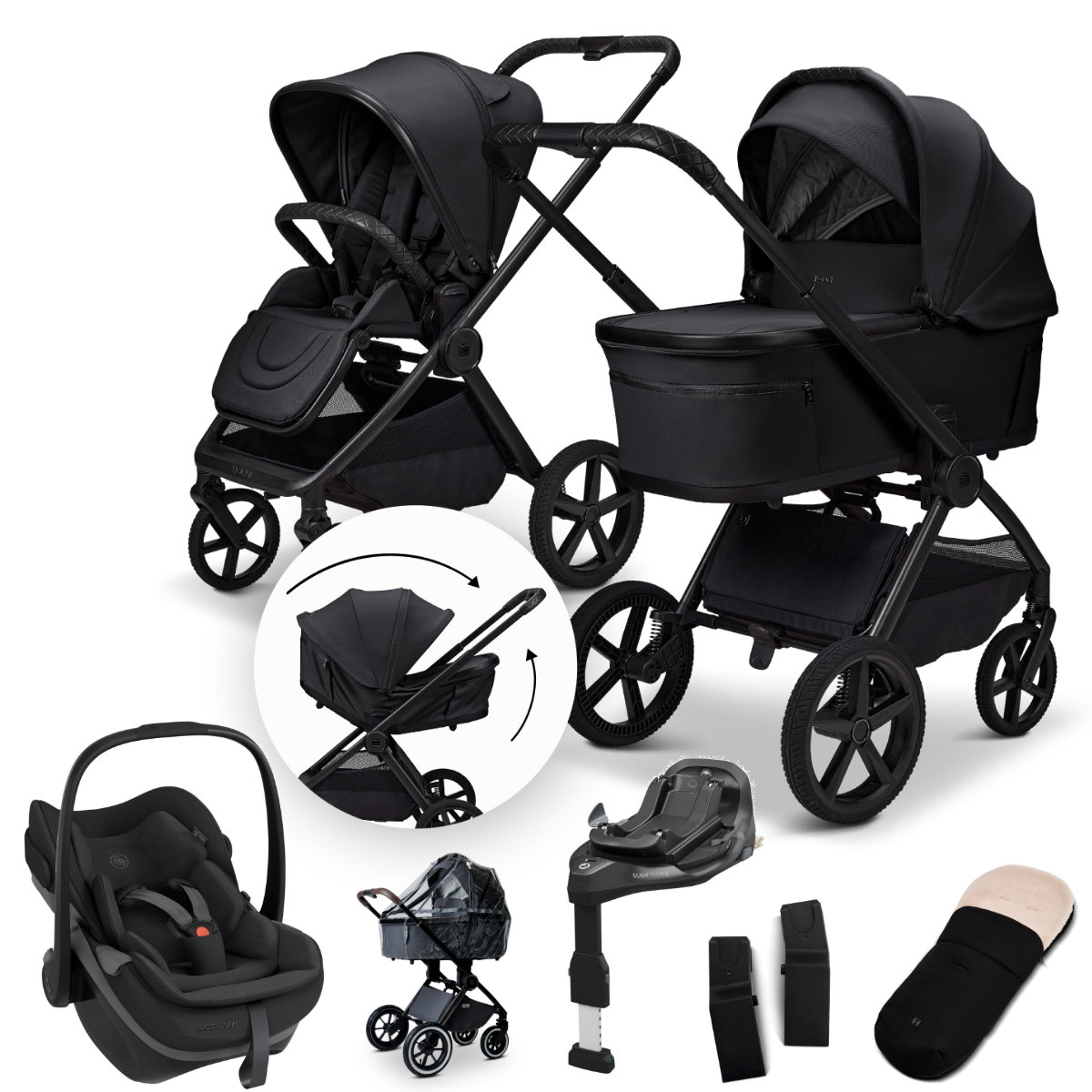 Moon Gio Fold All-in-One Kinderwagen Set inkl. Babyschale & Isofix Basisstation