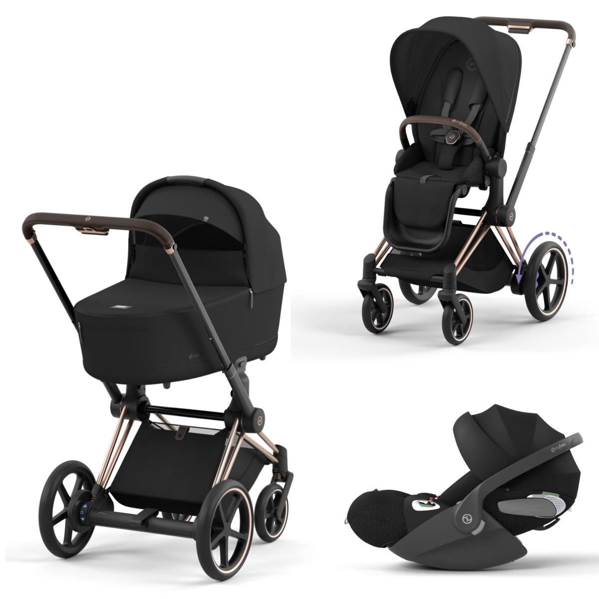 Cybex e-Priam Kinderwagen Set 3 in 1 inkl. Cloud T i Size Babyschale